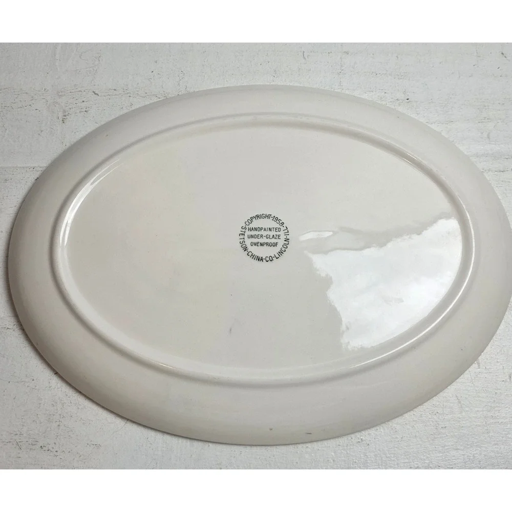 Vintage‎ 1958 Stetson China Co Handpainted Wheat Oval Serving Platter Ovenproof